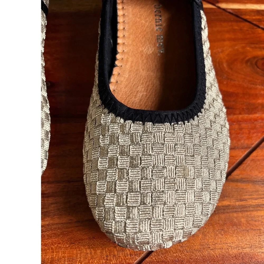 Bernie Mev Kids Woven Metallic Champagne Ankle Strap Ballet Flats Size 31/US 13